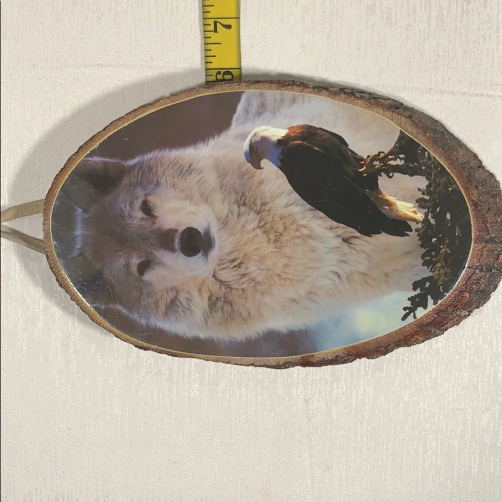 Vintage Wooden Eagle & Wolf Wall Plaque